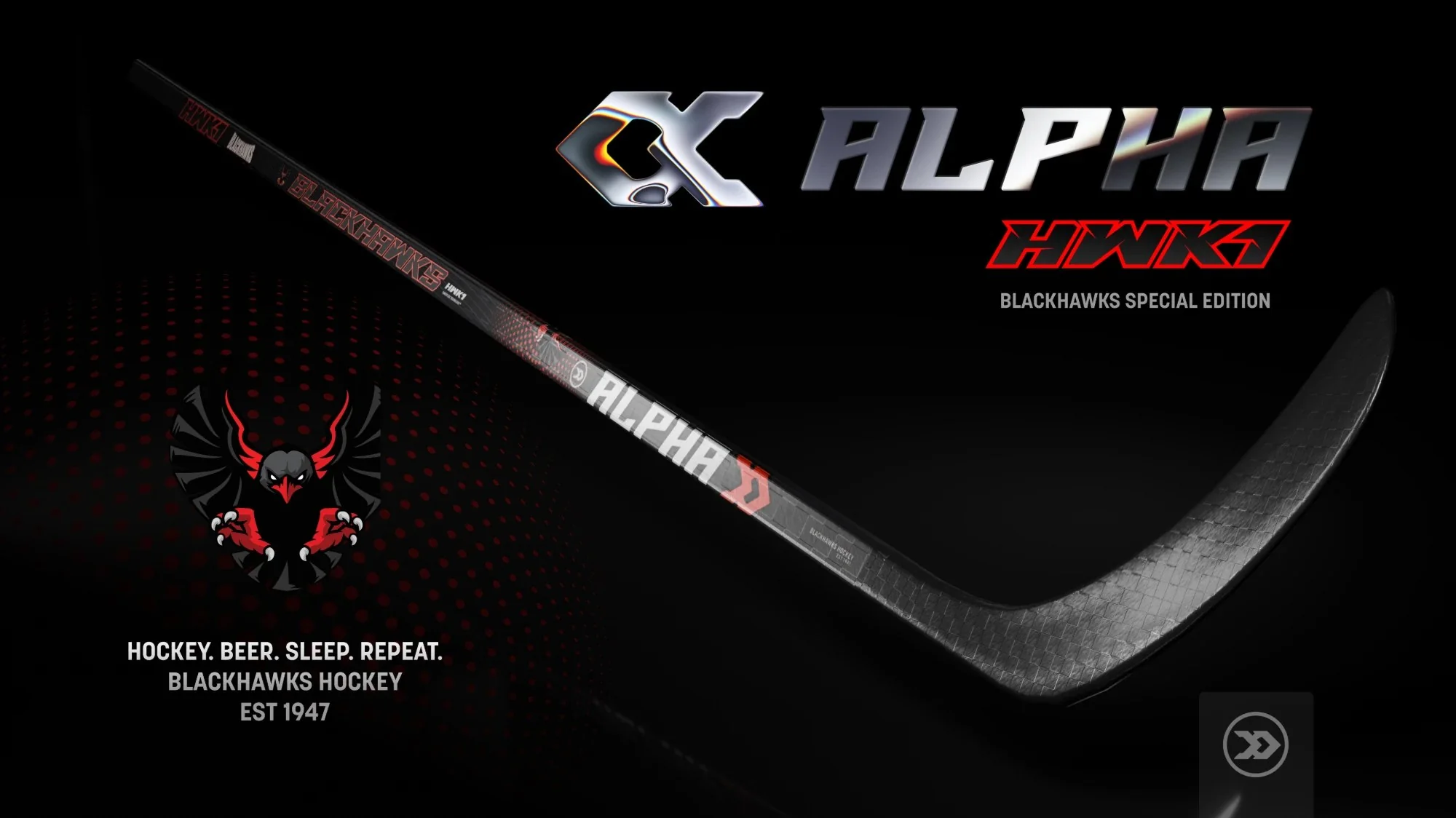 Alpha HWK1 Blackhawks Special Edition stick key art
